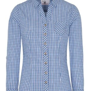 Trachtenbluse langarm blau kariert Neckar 016379