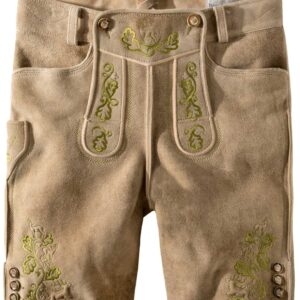 Säm. gegerb. Lederhose Adam (oid flachs-grün) von Stockerpoint Bergfeuer für Herren, Lederhosen, 100% sämisch gegerbtes Leder