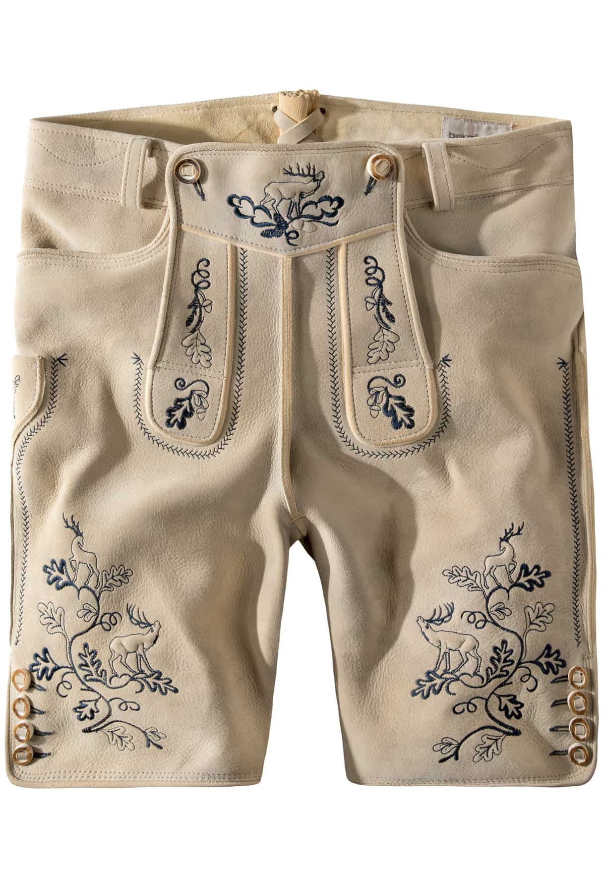 Säm. gegerb. Lederhose Hias (oid sand-blau) von Stockerpoint Bergfeuer für Herren, Lederhosen, 100% sämisch gegerbtes Leder