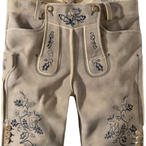 Säm. gegerb. Lederhose Hias (oid stein-blau) von Stockerpoint Bergfeuer für Herren, Lederhosen, 100% sämisch gegerbtes Leder