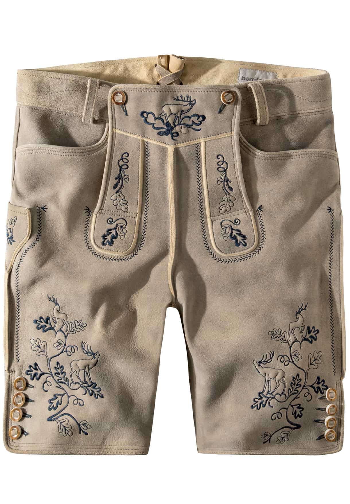 Säm. gegerb. Lederhose Hias (oid stein-blau) von Stockerpoint Bergfeuer für Herren, Lederhosen, 100% sämisch gegerbtes Leder